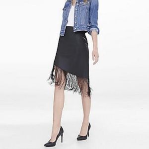 Express Asymmetrical Leather Fringe Skirt
